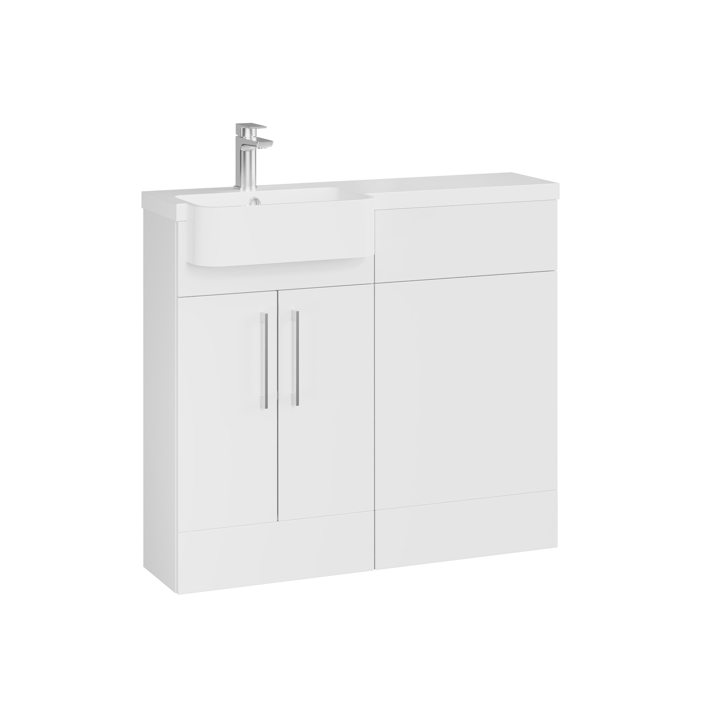 Fairford Union Gloss White 1000mm Round Semi Recessed Basin Left Hand Combination Pack