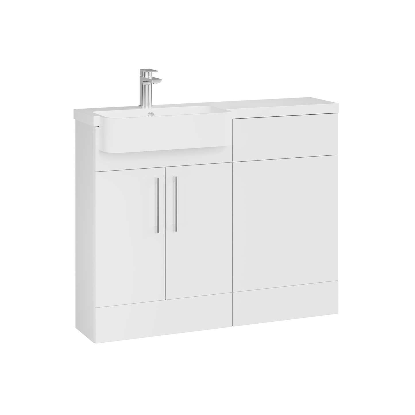 Fairford Union Gloss White 1100mm Round Semi Recessed Basin Left Hand Combination Pack
