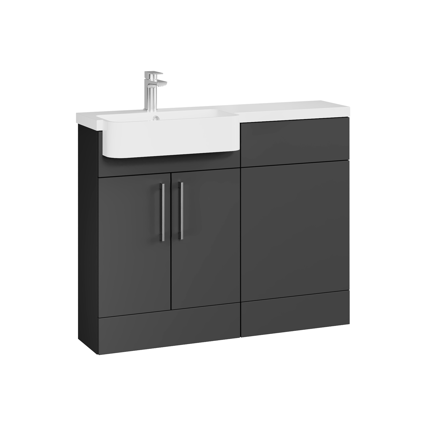Fairford Union Gloss Grey 1100mm Round Semi Recessed Basin Left Hand Combination Pack