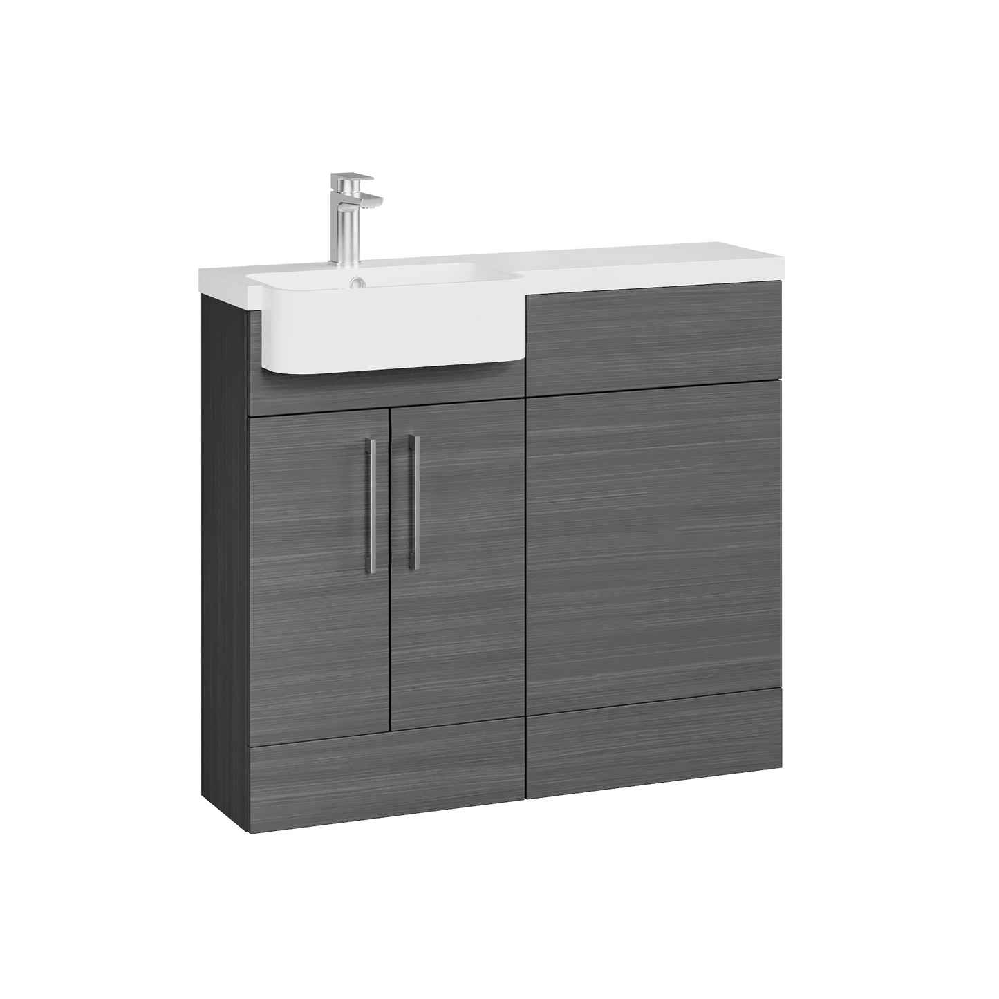 Fairford Union Anthracite Woodgrain 1000mm Round Semi Recessed Basin Left Hand Combination Pack