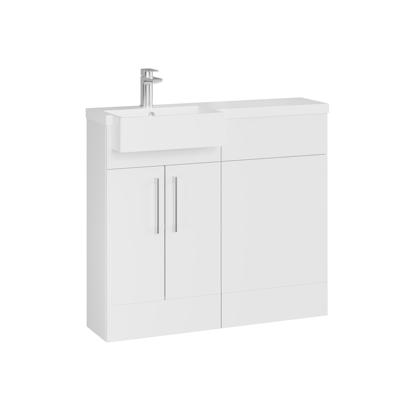 Fairford Union Gloss White 1000mm Square Semi Recessed Basin Left Hand Combination Pack