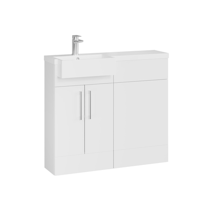 Fairford Union Gloss White 1000mm Square Semi Recessed Basin Left Hand Combination Pack