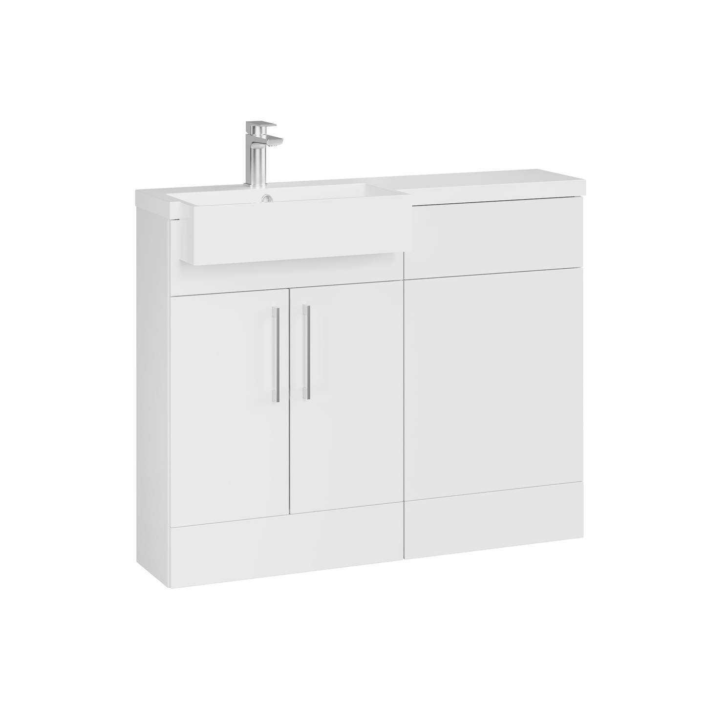 Fairford Union Gloss White 1100mm Square Semi Recessed Basin Left Hand Combination Pack