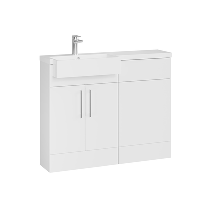 Fairford Union Gloss White 1100mm Square Semi Recessed Basin Left Hand Combination Pack