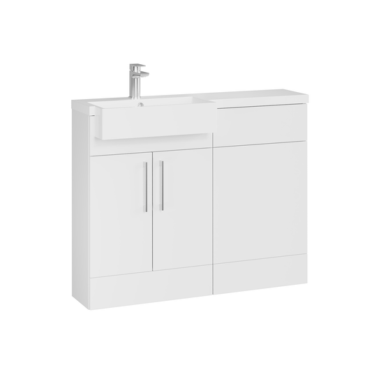 Fairford Union Gloss White 1100mm Square Semi Recessed Basin Left Hand Combination Pack