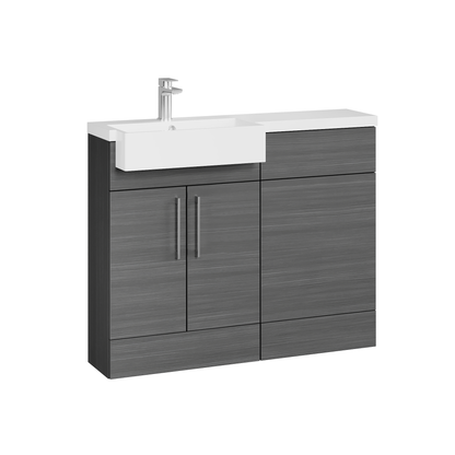 Fairford Union Anthracite Woodgrain 1100mm Square Semi Recessed Basin Left Hand Combination Pack