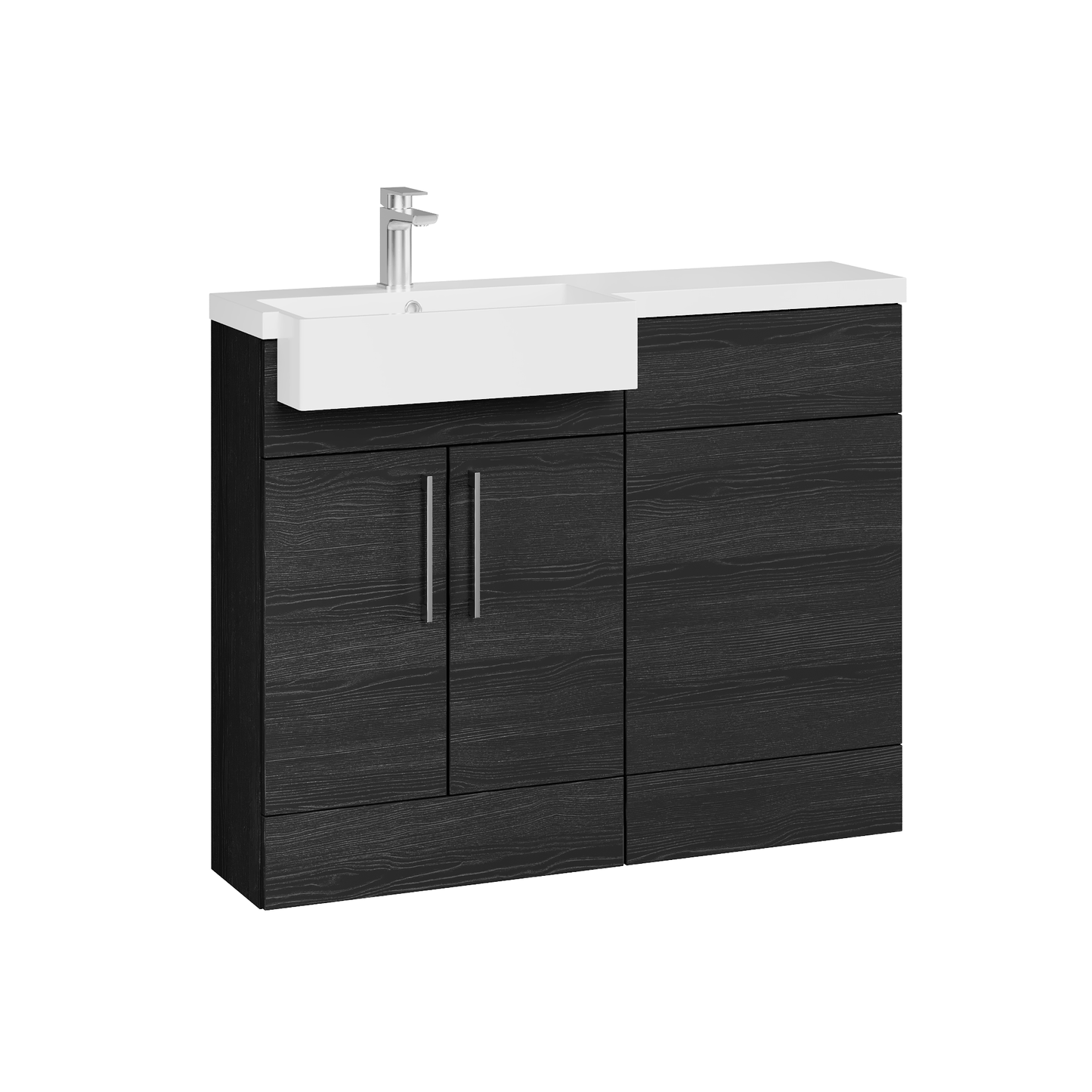 Fairford Union Black Woodgrain 1100mm Square Semi Recessed Basin Left Hand Combination Pack