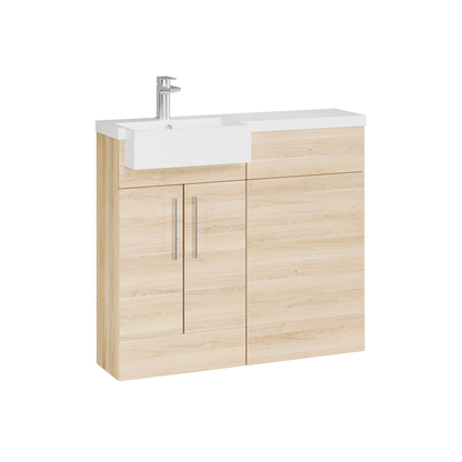 Fairford Union Light Oak 1000mm Square Semi Recessed Basin Left Hand Combination Pack