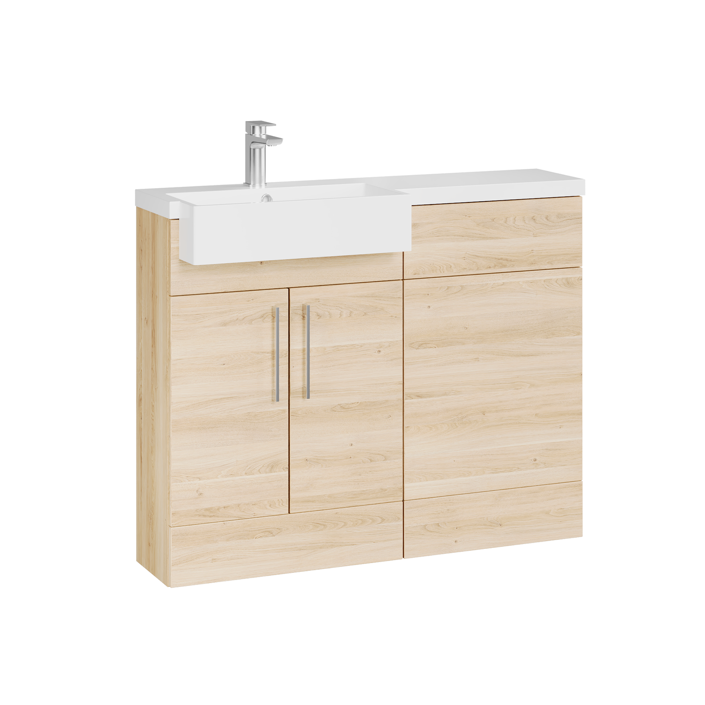 Fairford Union Light Oak 1100mm Square Semi Recessed Basin Left Hand Combination Pack