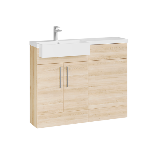 Fairford Union Light Oak 1100mm Square Semi Recessed Basin Left Hand Combination Pack