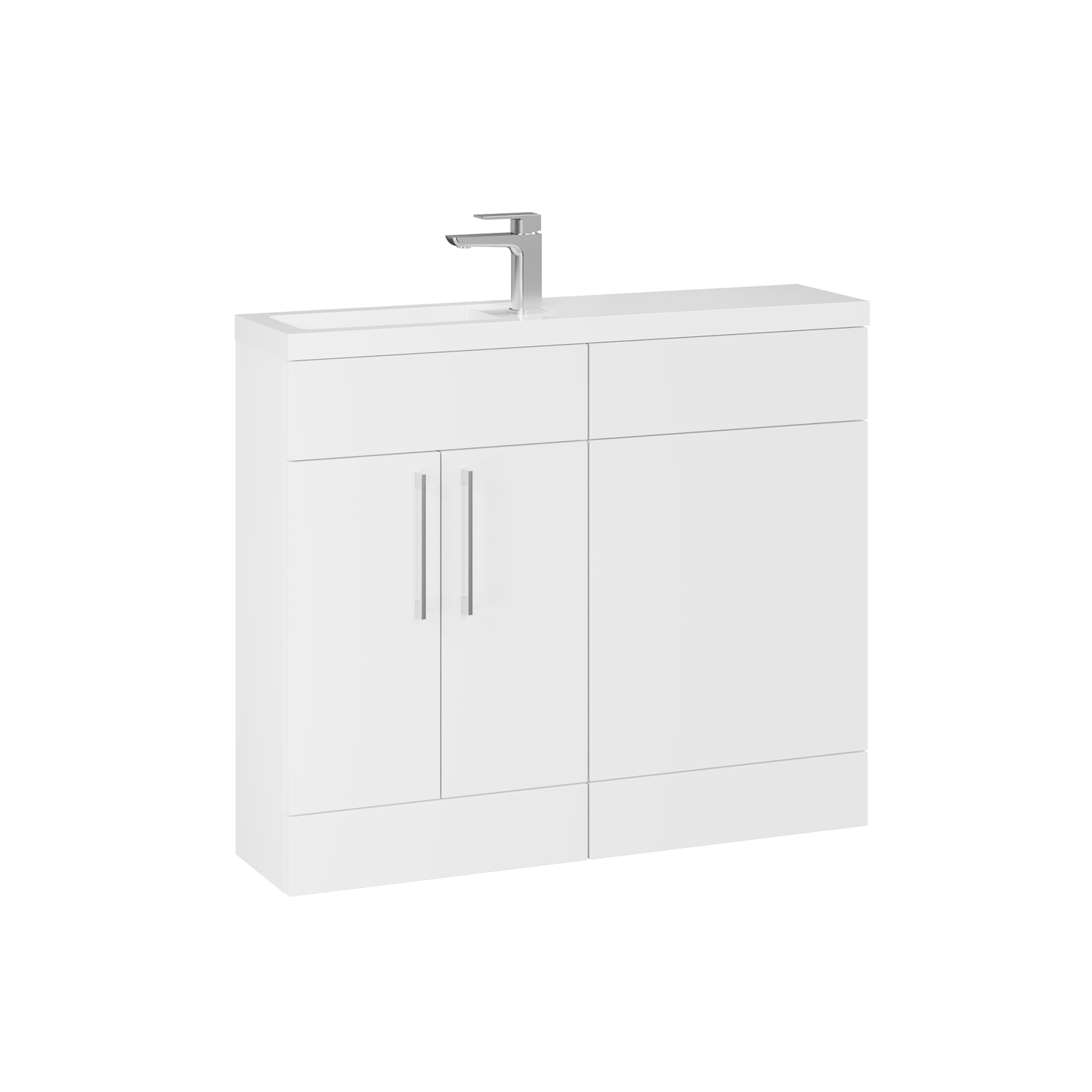 Fairford Union Style Slab Matt White 1000mm Slimline Combination Pack