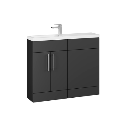 Fairford Union Style Slab Matt Soft Black 1000mm Slimline Combination Pack