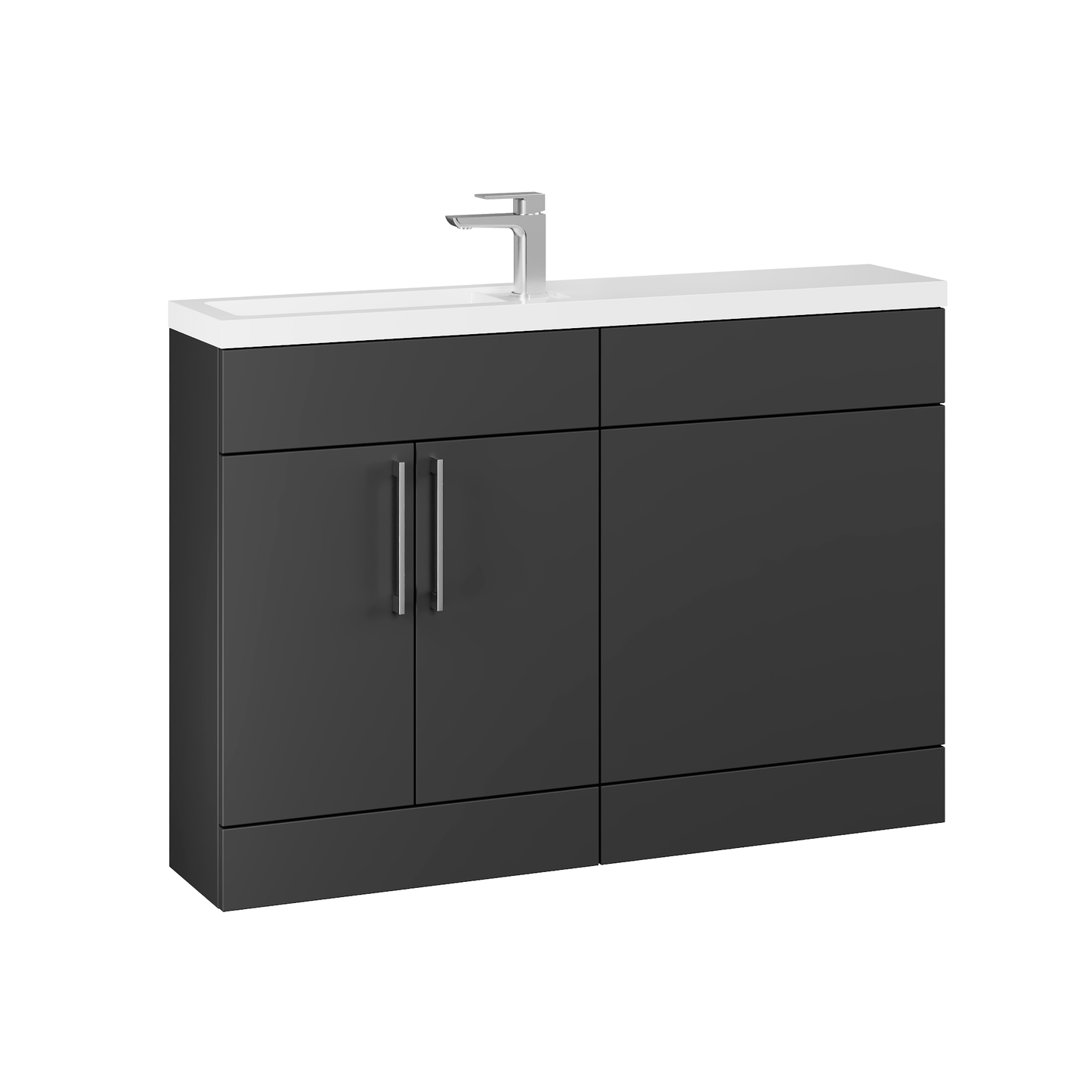 Fairford Union Style Slab Matt Soft Black 1200mm Slimline Combination Pack