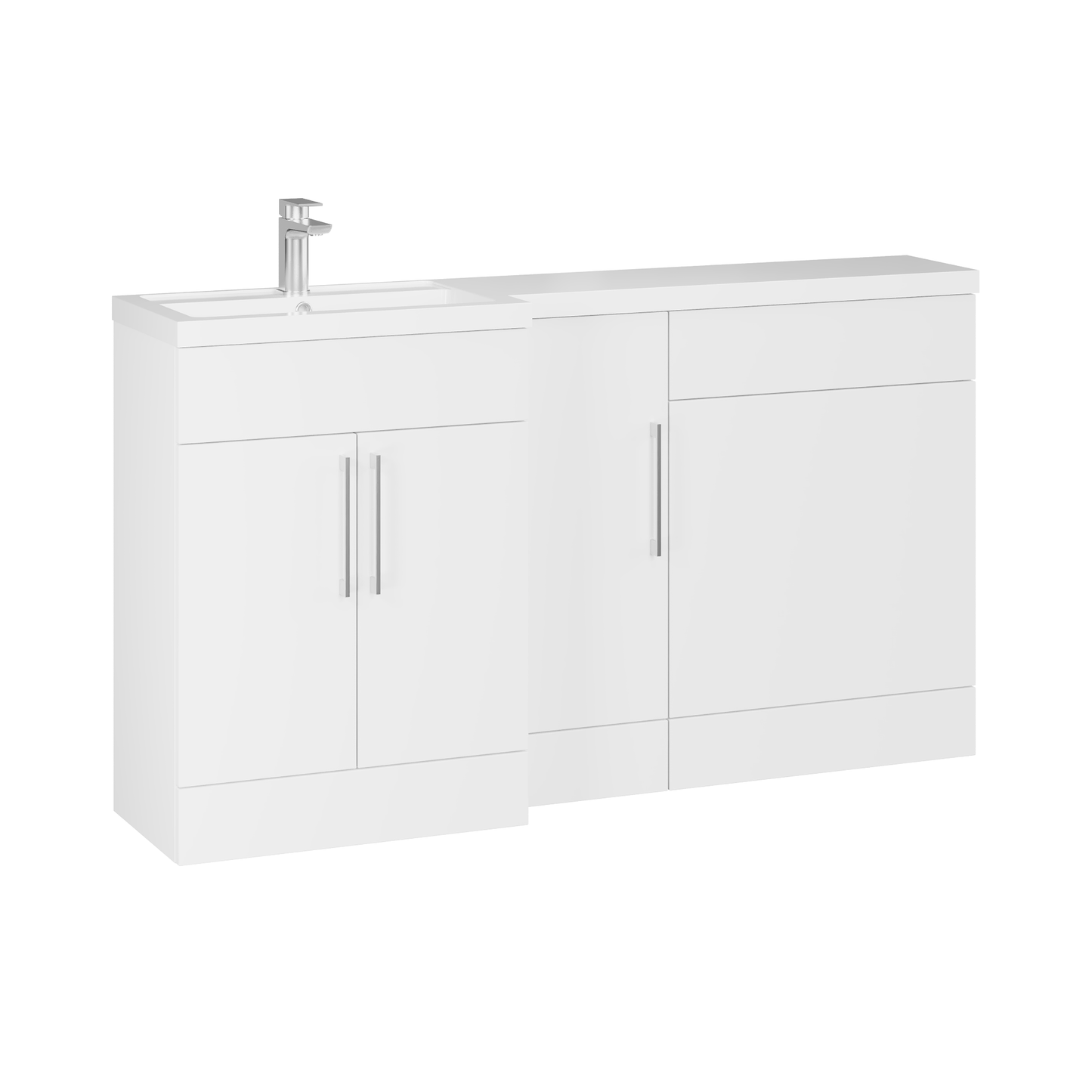 Fairford Union Style Slab Matt White 1500mm L Shape Left Hand Combination Pack