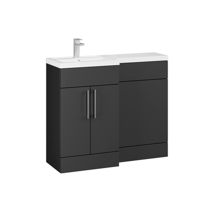 Fairford Union Style Slab Matt Soft Black 1000mm L Shape Left Hand Combination Pack