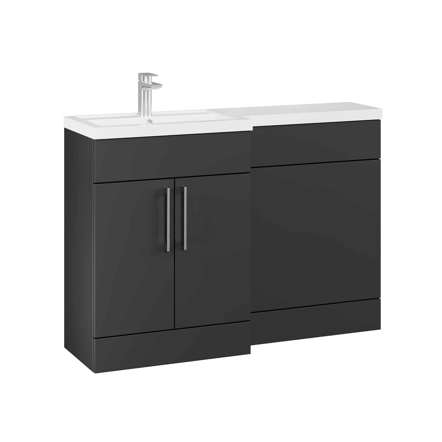 Fairford Union Style Slab Matt Soft Black 1200mm L Shape Left Hand Combination Pack