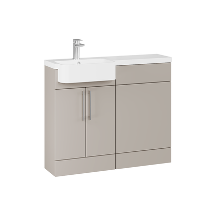 Fairford Union Style Slab Matt Stone Grey 1000mm Round Semi Recessed Basin Left Hand Combination Pack