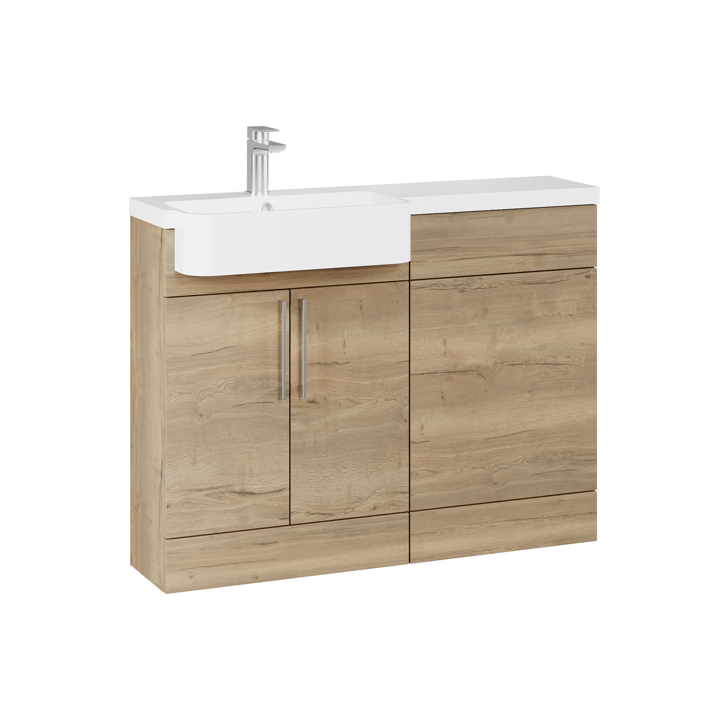 Fairford Union Style Slab Dark Oak 1100mm Round Semi Recessed Basin Left Hand Combination Pack
