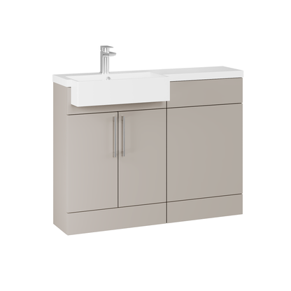 Fairford Union Style Slab Matt Stone Grey 1100mm Square Semi Recessed Basin Left Hand Combination Pack