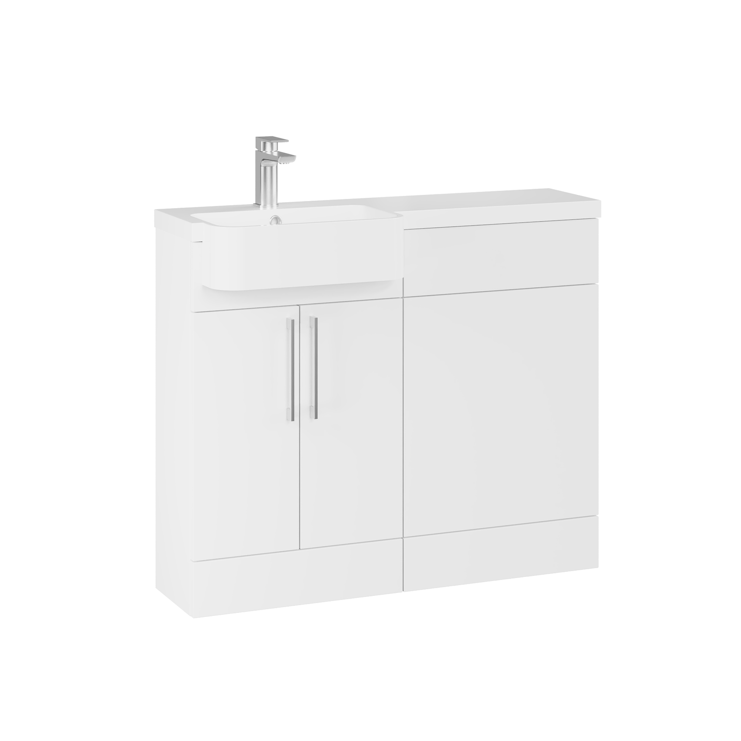 Fairford Union Style Slab Matt White 1000mm Round Semi Recessed Basin Left Hand Combination Pack