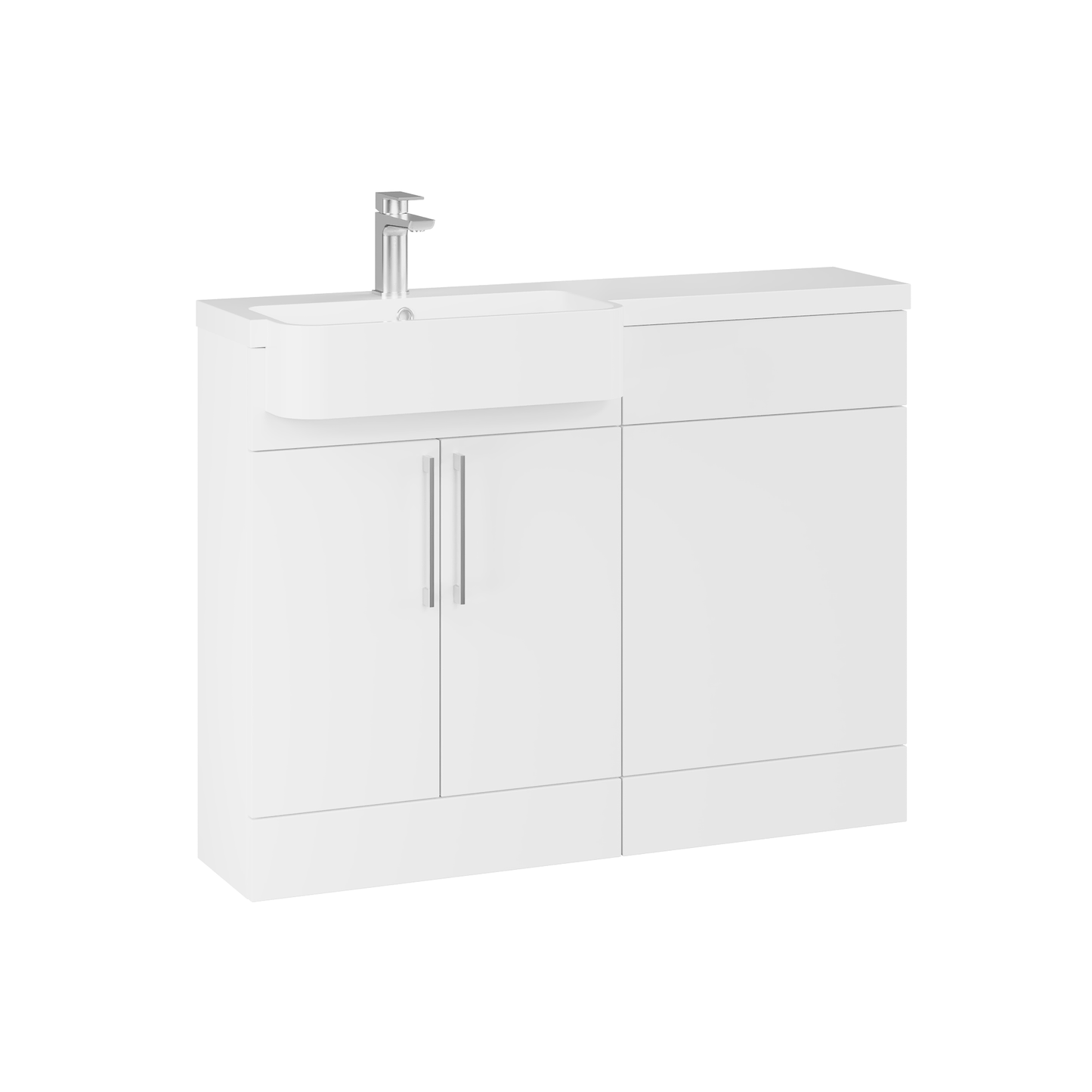 Fairford Union Style Slab Matt White 1100mm Round Semi Recessed Basin Left Hand Combination Pack