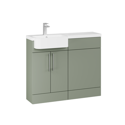 Fairford Union Style Slab Matt Lux Green 1000mm Round Semi Recessed Basin Left Hand Combination Pack