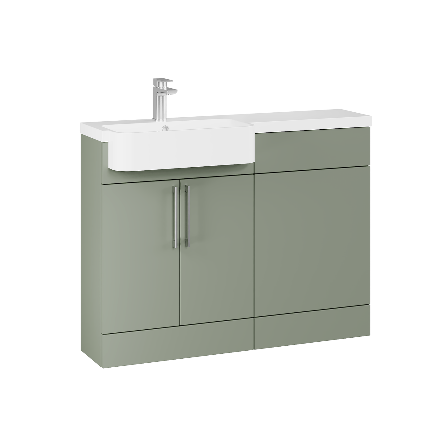 Fairford Union Style Slab Matt Lux Green 1100mm Round Semi Recessed Basin Left Hand Combination Pack