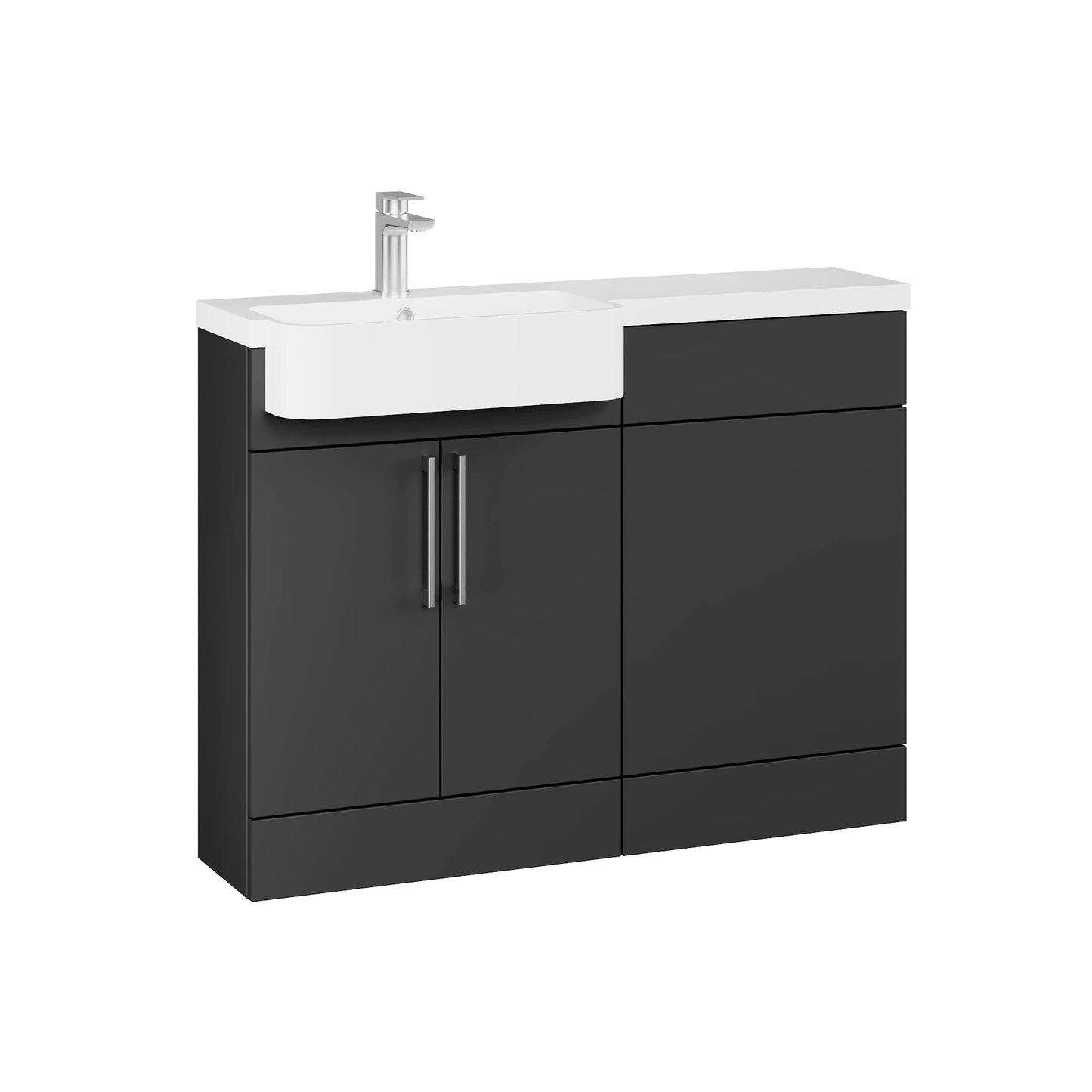 Fairford Union Style Slab Matt Soft Black 1100mm Round Semi Recessed Basin Left Hand Combination Pack