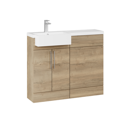 Fairford Union Style Slab Dark Oak 1000mm Square Semi Recessed Basin Left Hand Combination Pack