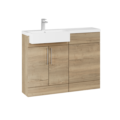 Fairford Union Style Slab Dark Oak 1100mm Square Semi Recessed Basin Left Hand Combination Pack