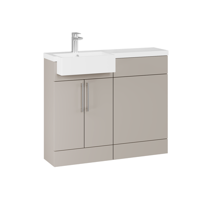 Fairford Union Style Slab Matt Stone Grey 1000mm Square Semi Recessed Basin Left Hand Combination Pack