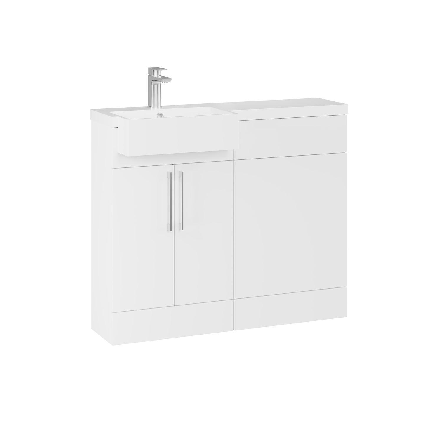 Fairford Union Style Slab Matt White 1000mm Square Semi Recessed Basin Left Hand Combination Pack