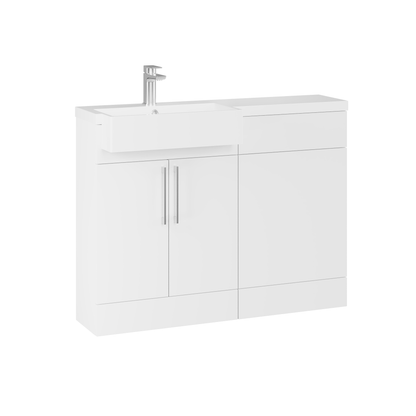 Fairford Union Style Slab Matt White 1100mm Square Semi Recessed Basin Left Hand Combination Pack