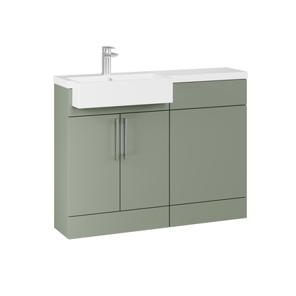 Fairford Union Style Slab Matt Lux Green 1100mm Square Semi Recessed Basin Left Hand Combination Pack