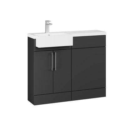 Fairford Union Style Slab Matt Soft Black 1000mm Square Semi Recessed Basin Left Hand Combination Pack