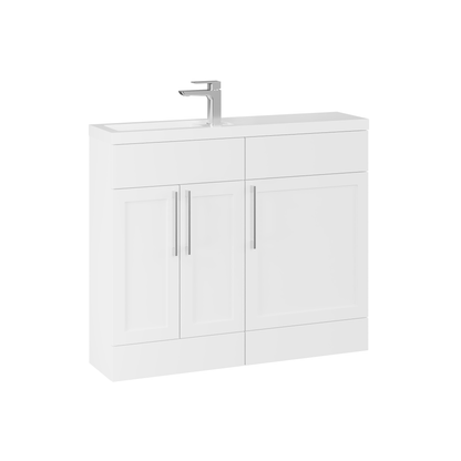 Fairford Union Style Shaker Matt White 1000mm Slimline Combination Pack