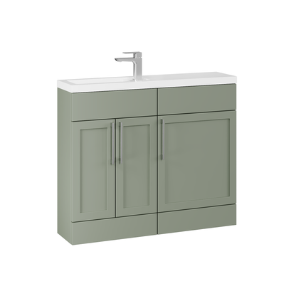 Fairford Union Style Shaker Matt Lux Green 1000mm Slimline Combination Pack