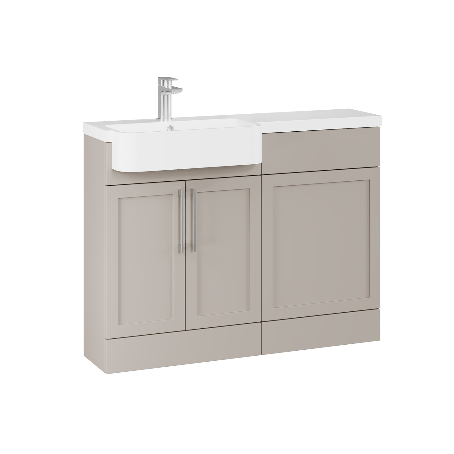 Fairford Union Style Shaker Matt Stone Grey 1100mm Round Semi Recessed Basin Left Hand Combination Pack