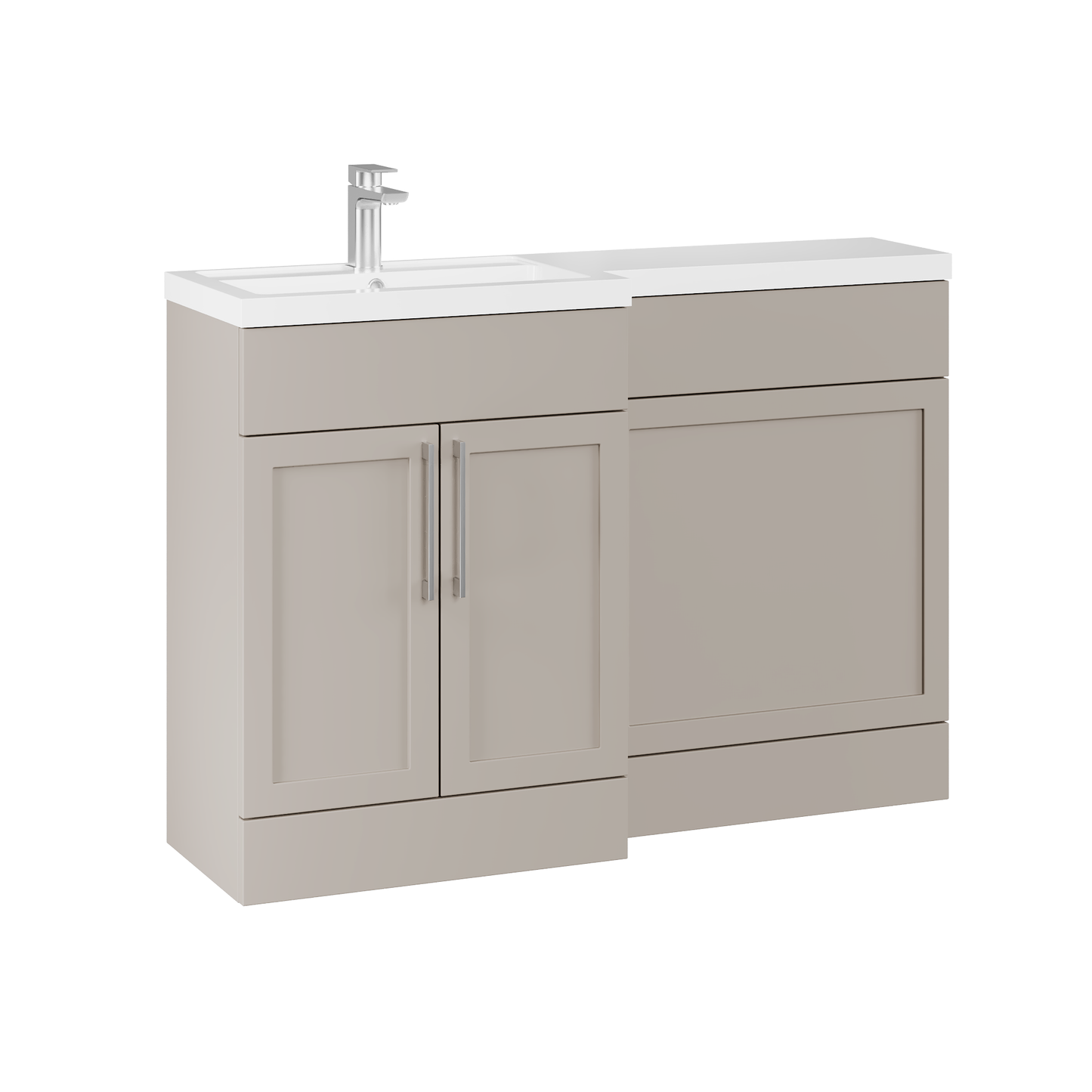 Fairford Union Style Shaker Matt Stone Grey 1200mm L Shape Left Hand Combination Pack