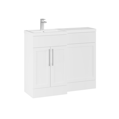 Fairford Union Style Shaker Matt White 1000mm L Shape Left Hand Combination Pack