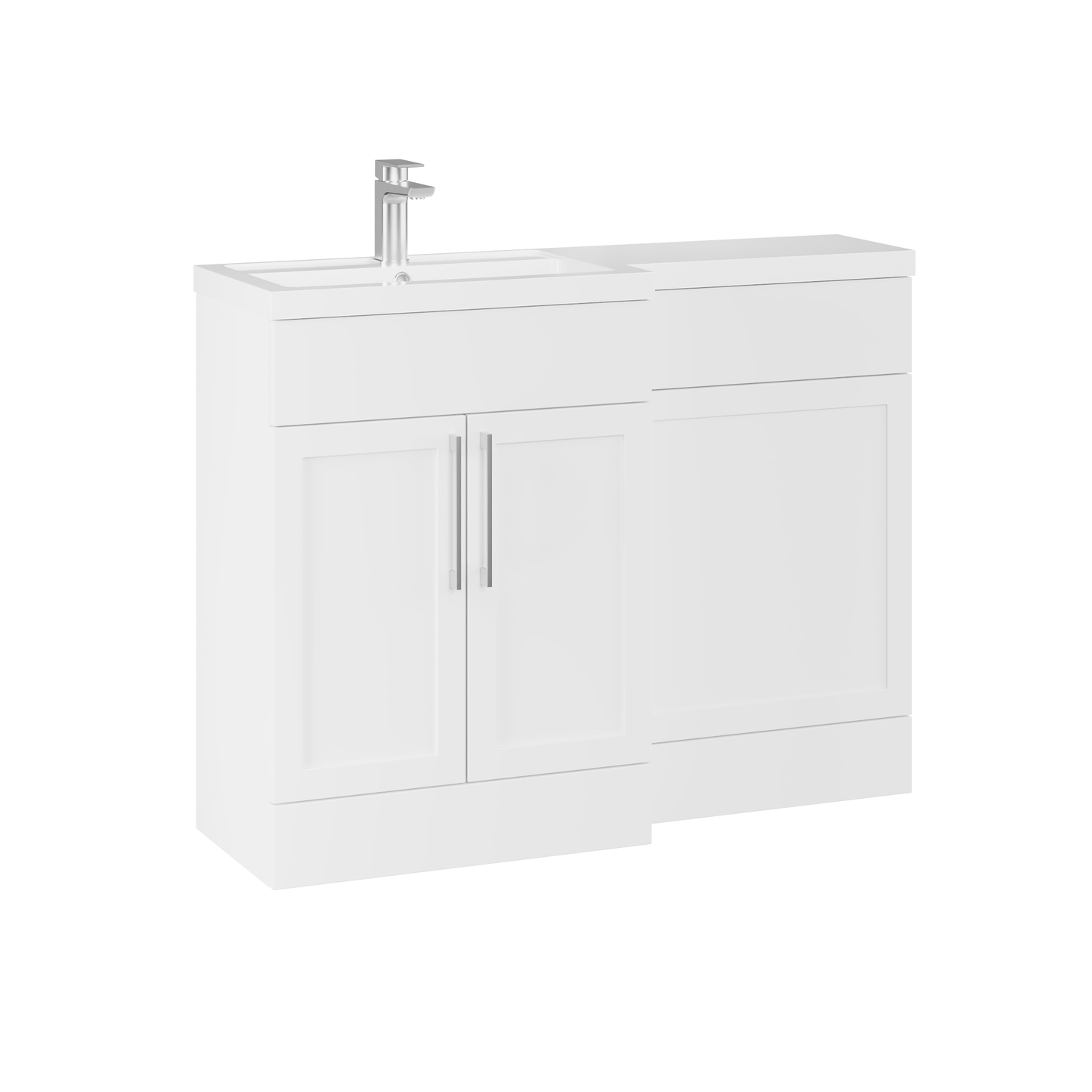 Fairford Union Style Shaker Matt White 1100mm L Shape Left Hand Combination Pack