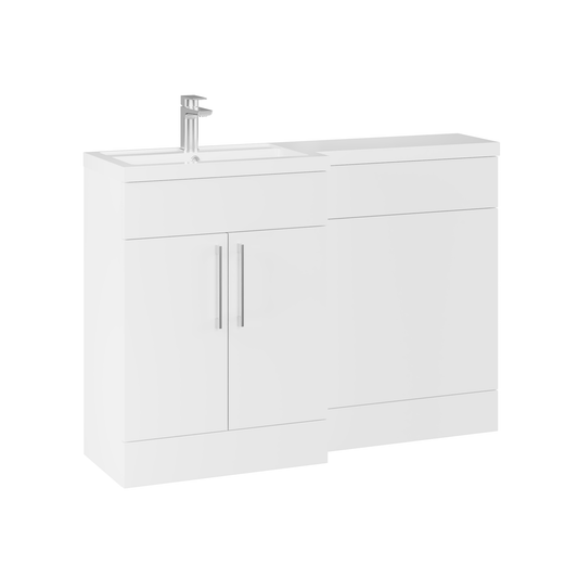 Fairford Union Style Shaker Matt White 1200mm L Shape Left Hand Combination Pack