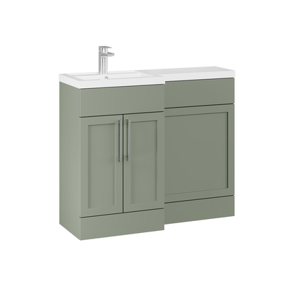 Fairford Union Style Shaker Matt Lux Green 1000mm L Shape Left Hand Combination Pack