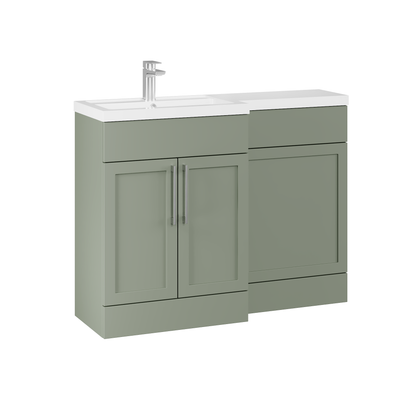 Fairford Union Style Shaker Matt Lux Green 1100mm L Shape Left Hand Combination Pack