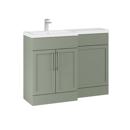 Fairford Union Style Shaker Matt Lux Green 1100mm L Shape Left Hand Combination Pack