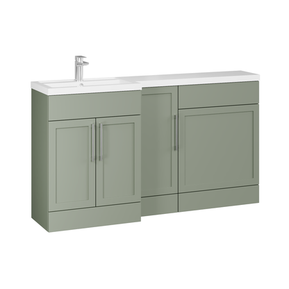 Fairford Union Style Shaker Matt Lux Green 1500mm L Shape Left Hand Combination Pack