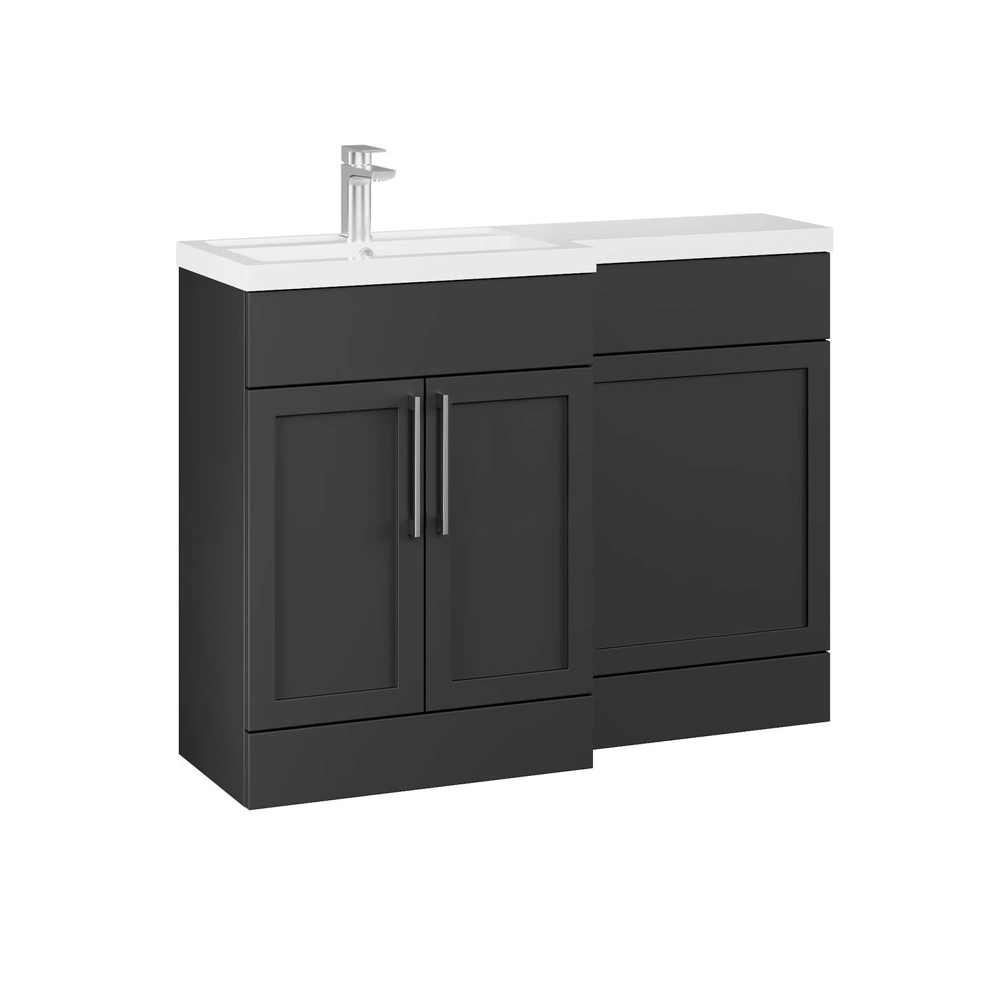 Fairford Union Style Shaker Matt Soft Black 1100mm L Shape Left Hand Combination Pack