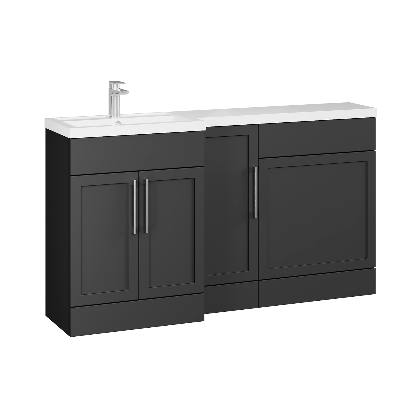 Fairford Union Style Shaker Matt Soft Black 1500mm L Shape Left Hand Combination Pack