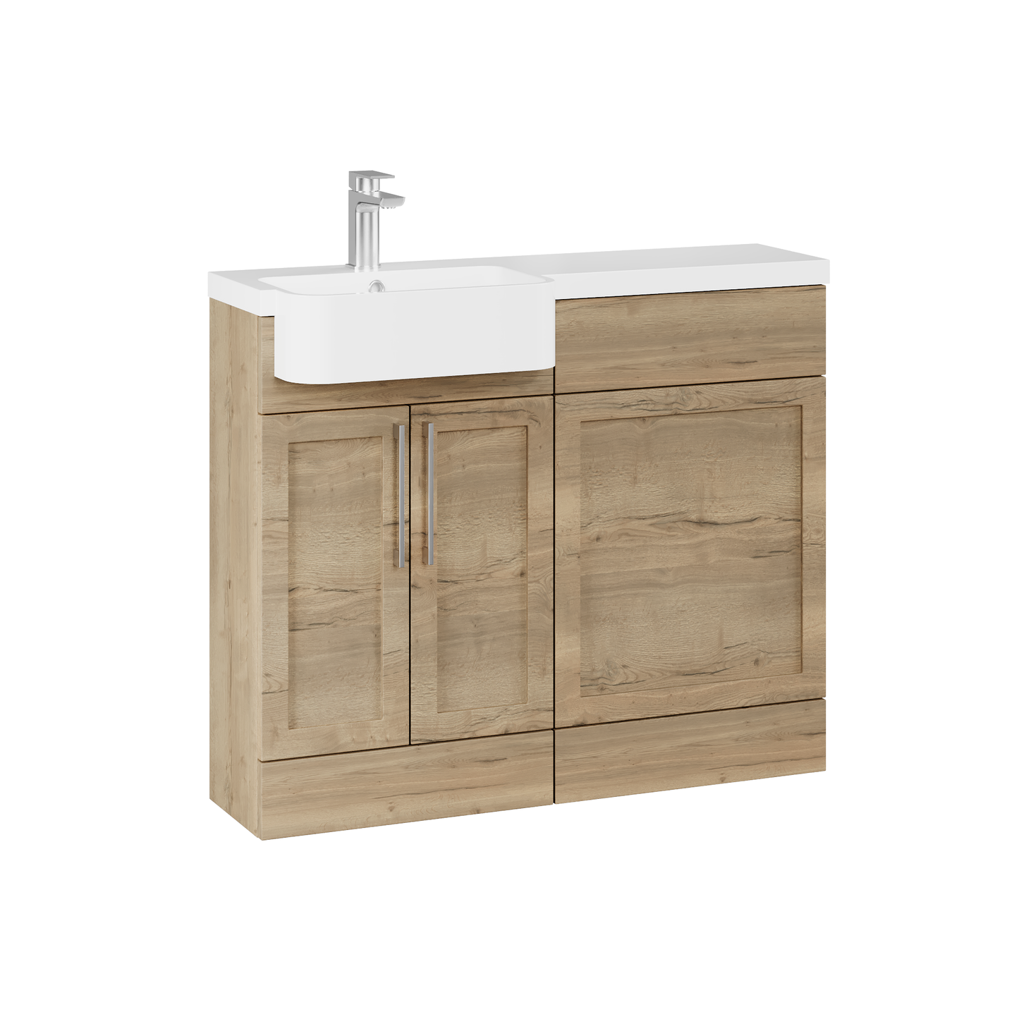 Fairford Union Style Shaker Dark Oak 1000mm Round Semi Recessed Basin Left Hand Combination Pack