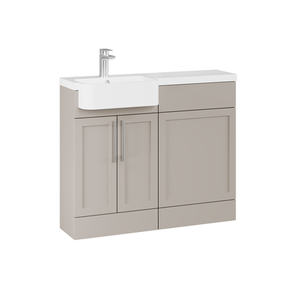 Fairford Union Style Shaker Matt Stone Grey 1000mm Round Semi Recessed Basin Left Hand Combination Pack